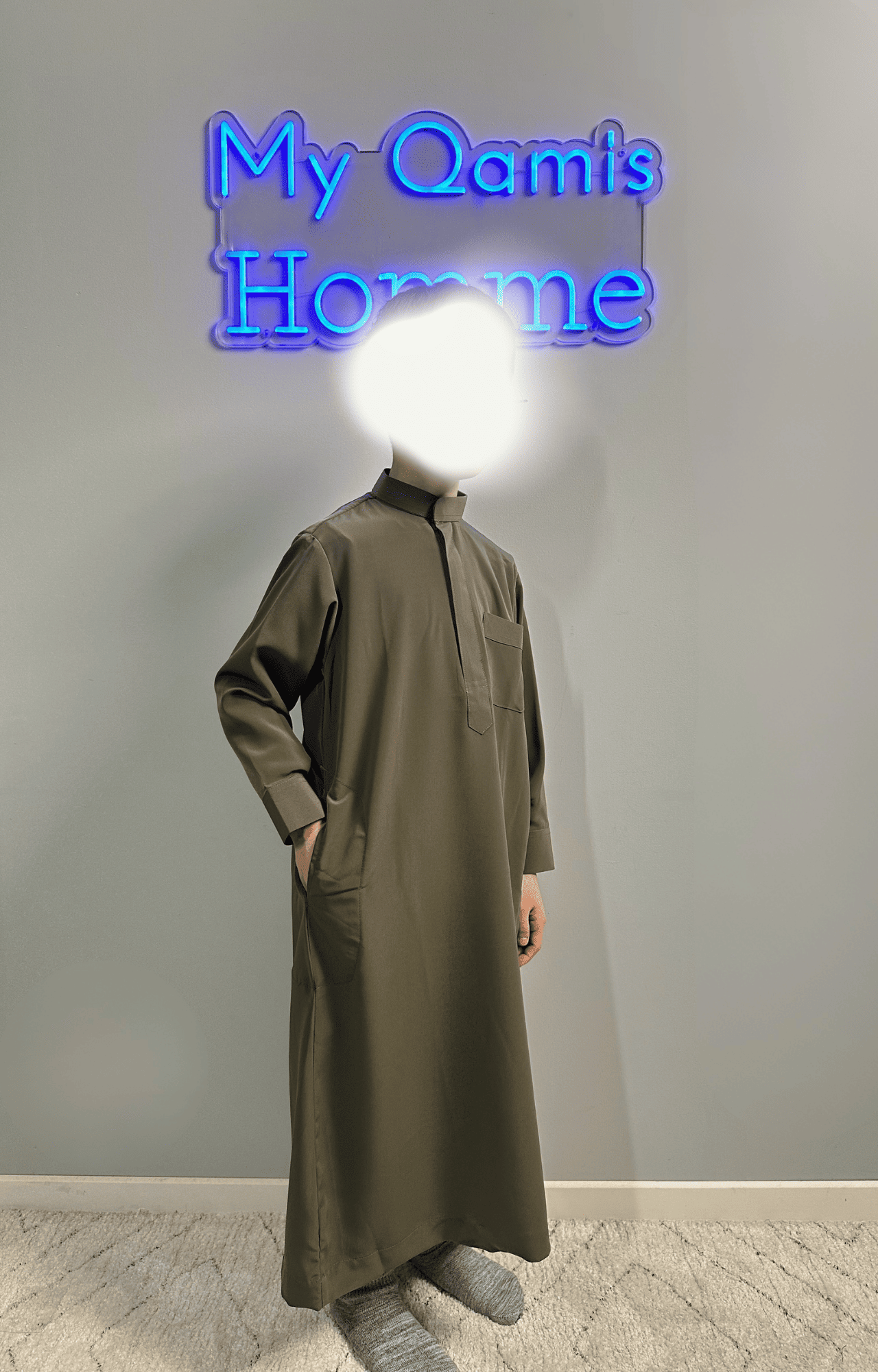 Qamis enfant Qamis Saoudien Premium Al Emad Kaki – My Qamis Homme