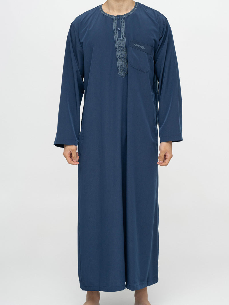 Navy Blue Moroccan Thobe Premium - Al Emad