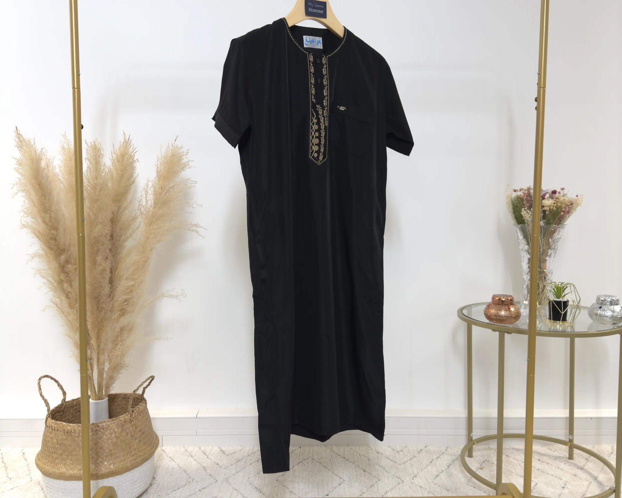Qamis Kind - kurze Ärmel - goldenes Weiß