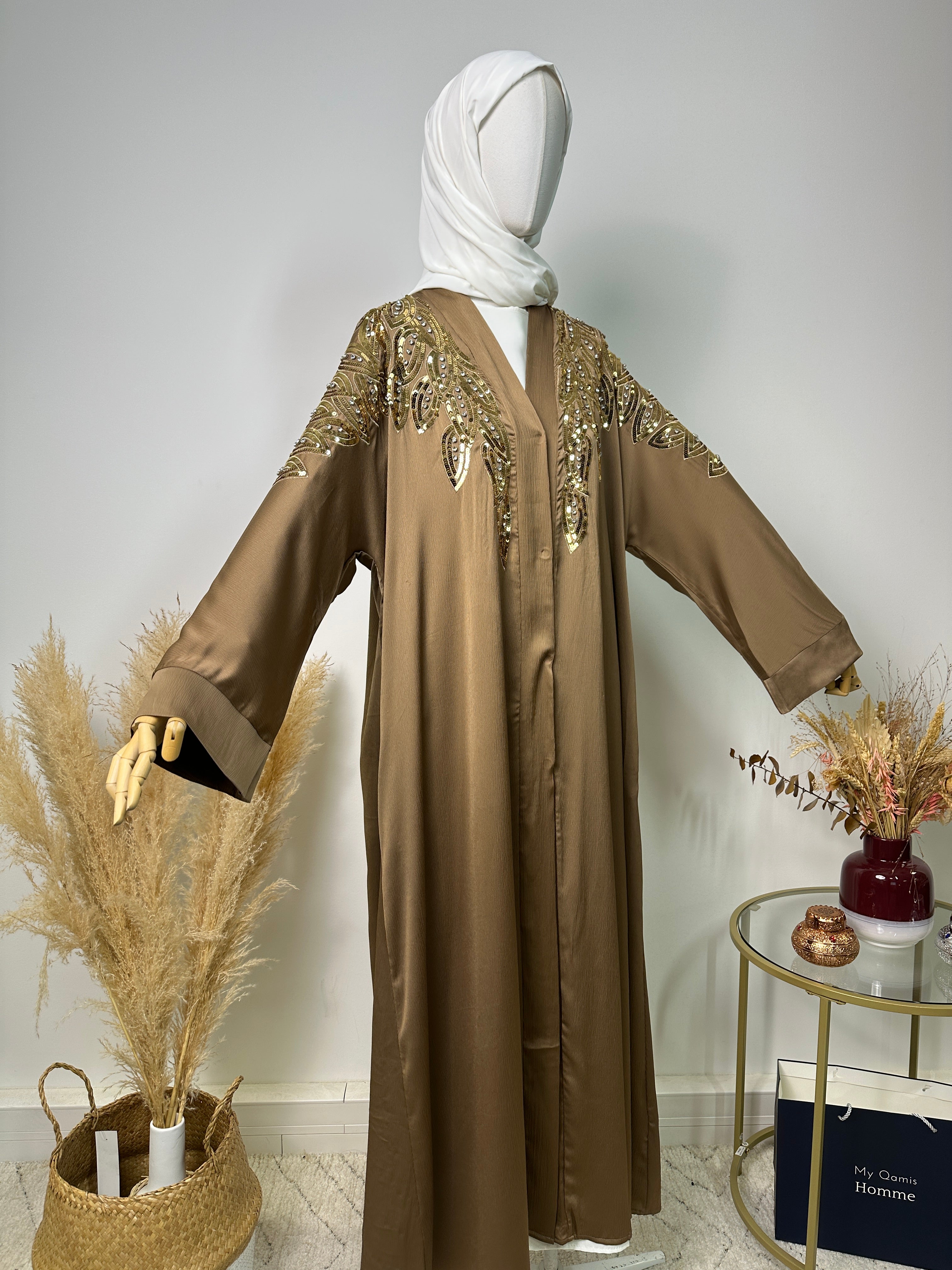 Abaya Kimono Amani - Luxury Collection - Abaya High end - Taupe