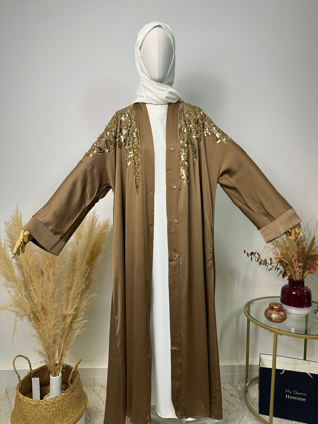 Abaya Kimono Amani - Luxury Collection - Abaya haut de gamme - Taupe