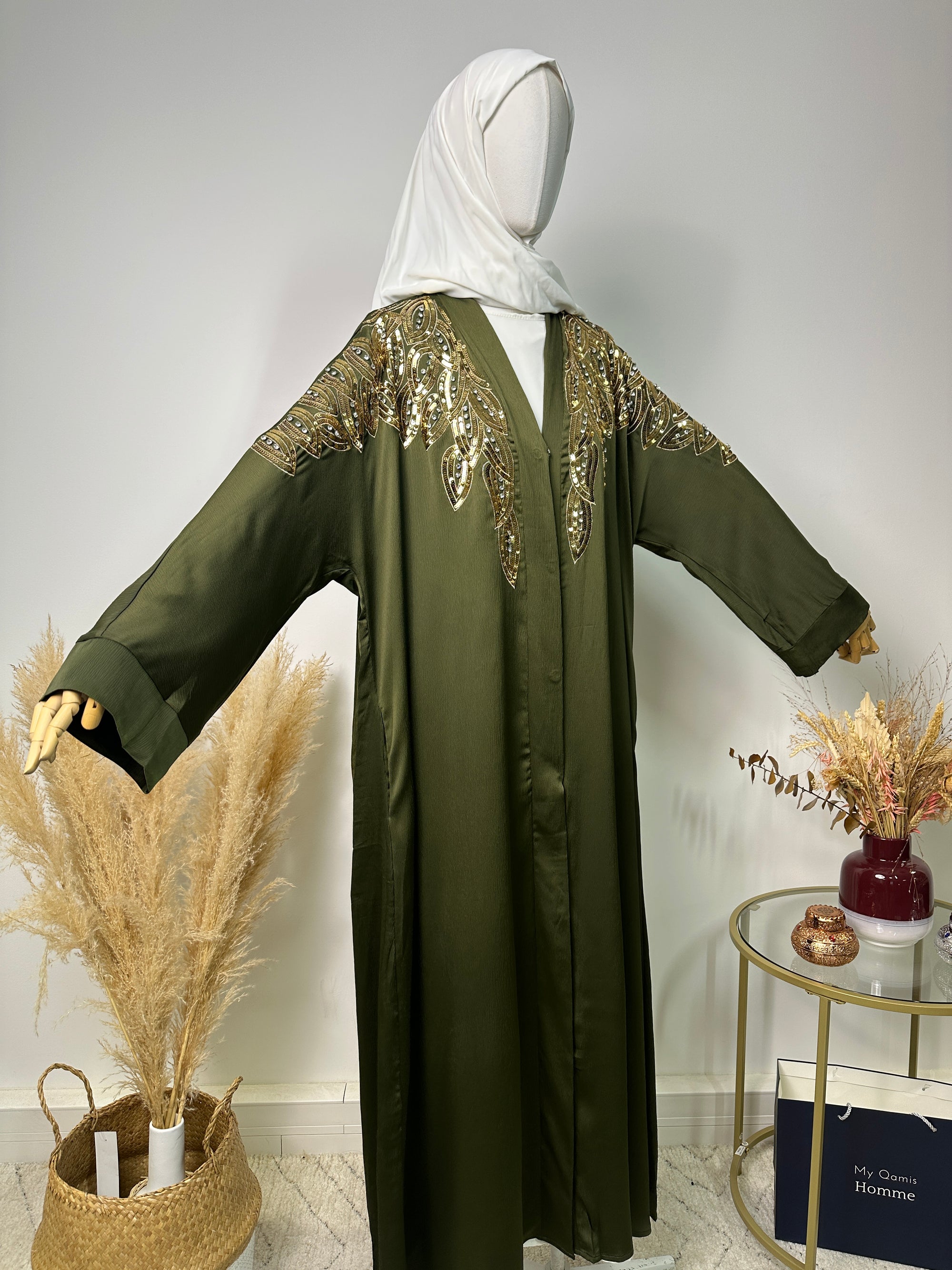 Abaya Kimono Amani - Luxury Collection - Abaya haut de gamme - Kaki