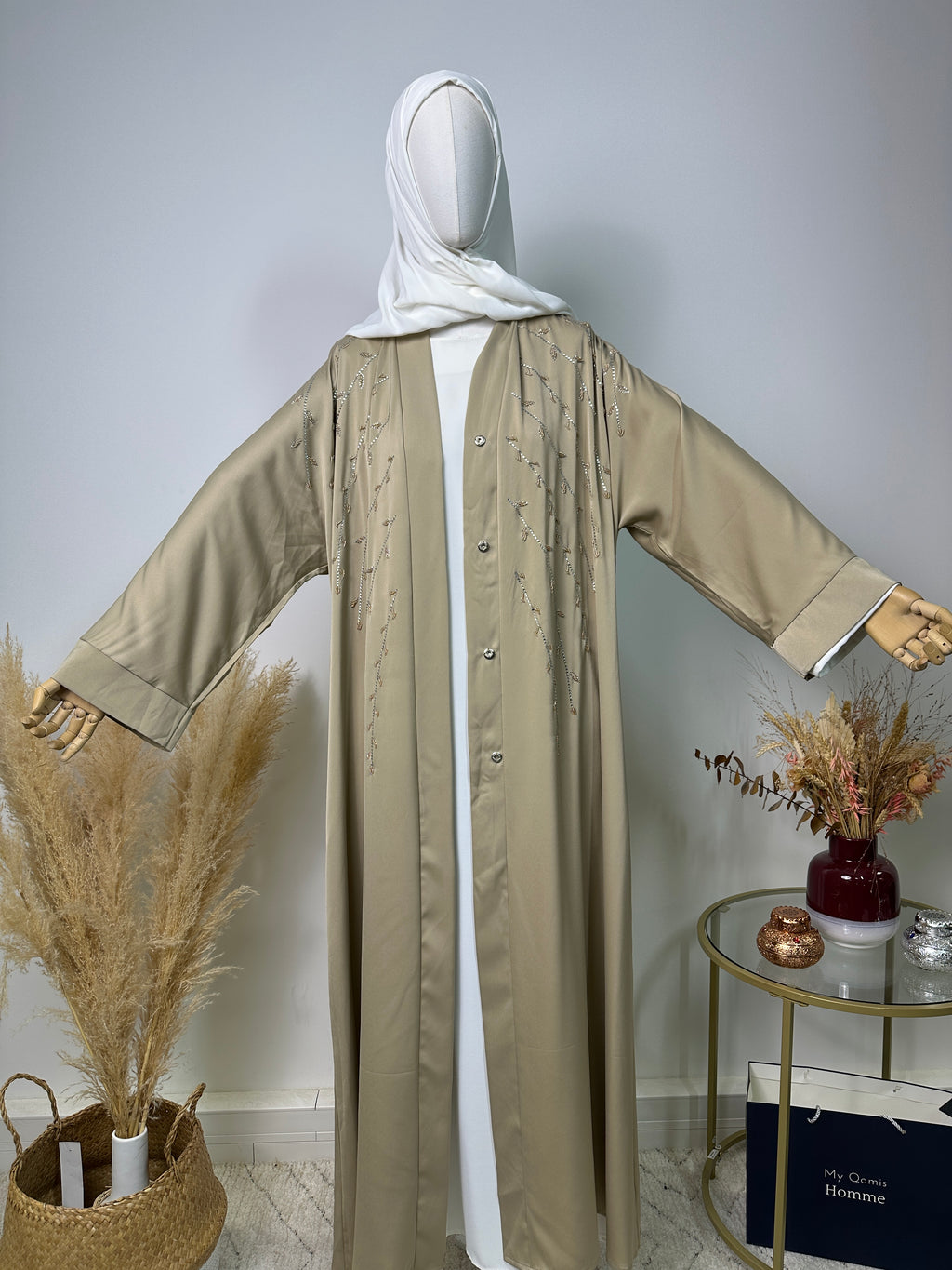 Abaya Kimono Asma - Luxuskollektion - Abaya High -End - Beige