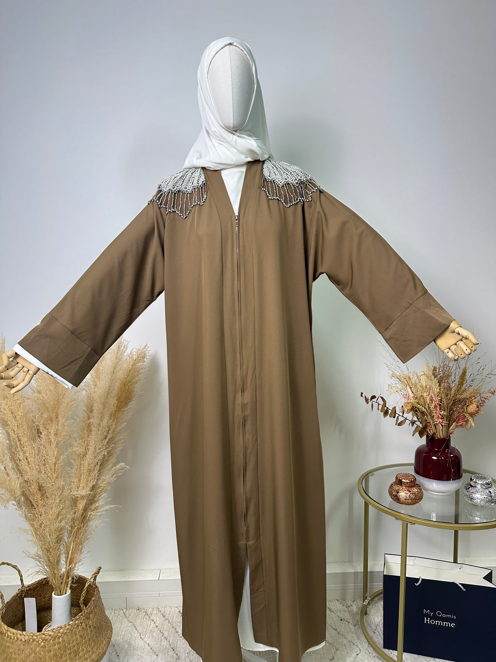 Abaya Kimono Fatma - Luxury Collection - Abaya haut de gamme - Marron