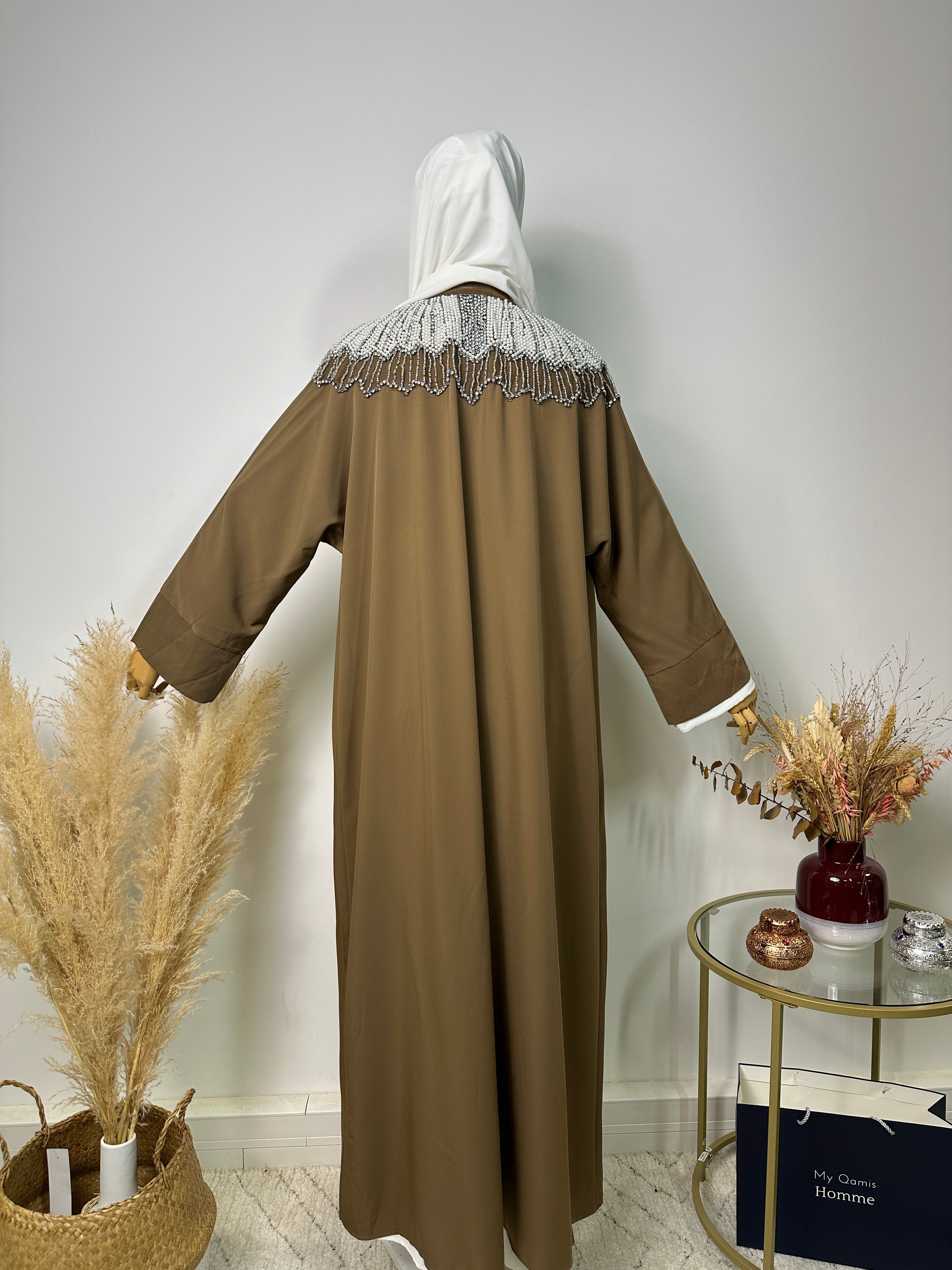 Abaya Kimono Fatma - Luxury Collection - Abaya haut de gamme - Marron