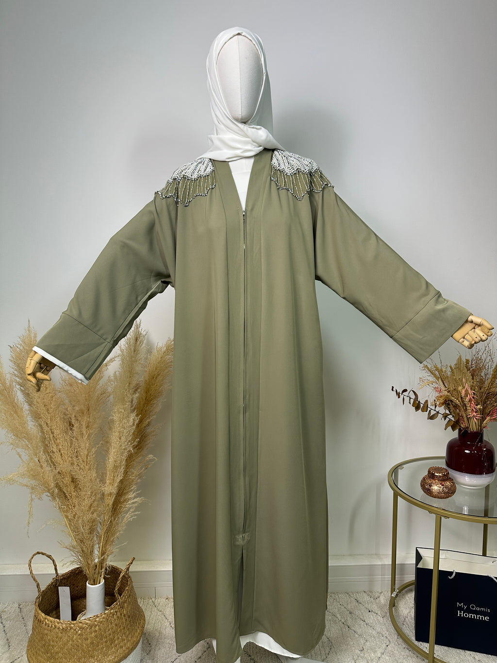 Abaya Kimono Fatma - Luxury Collection - Abaya haut de gamme - Olive