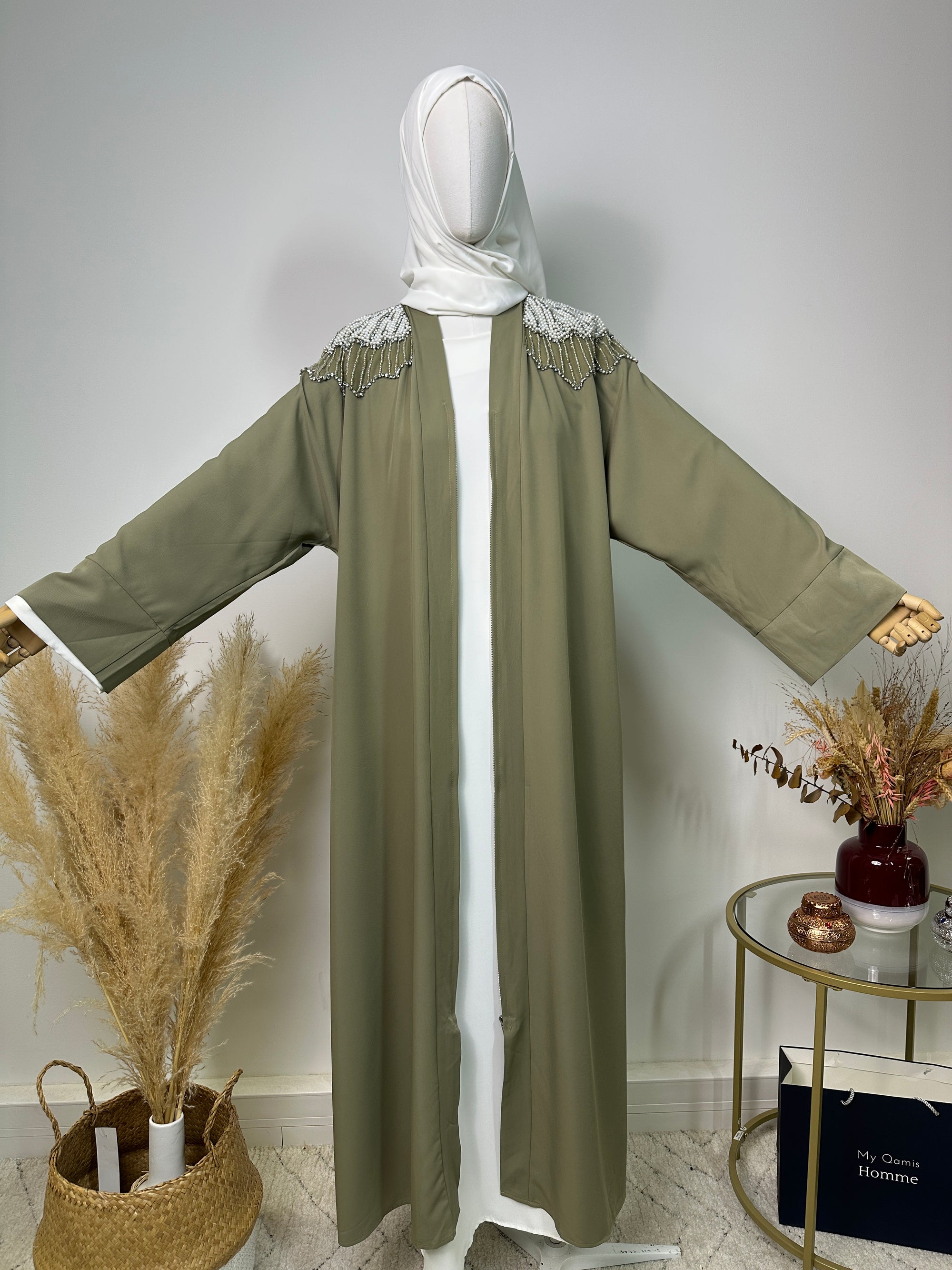 Abaya Kimono Fatma - Luxury Collection - Abaya haut de gamme - Olive