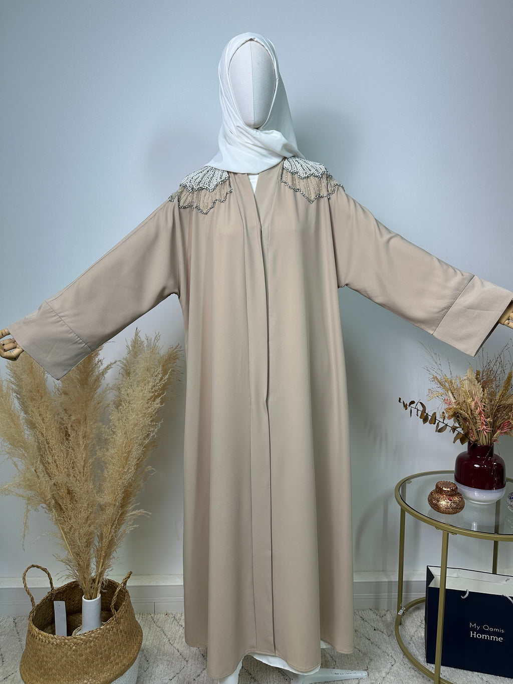 Abaya Kimono Fatma - Luxury Collection - Abaya haut de gamme - Beige