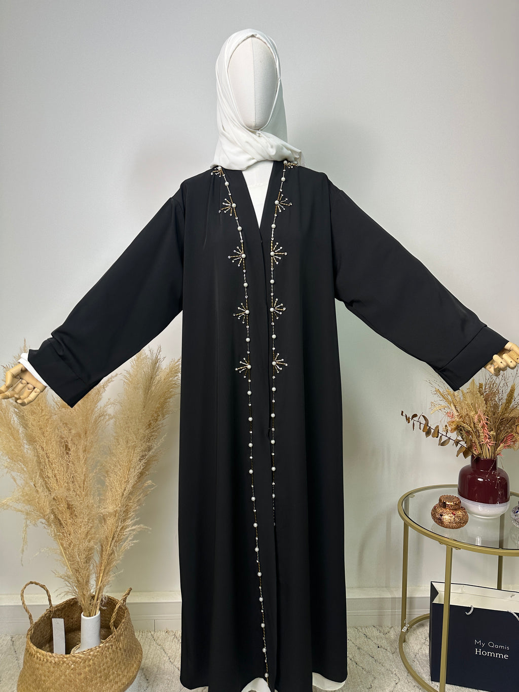 Abaya Kimono Fatima - Luxury Collection - Abaya haut de gamme - Noir