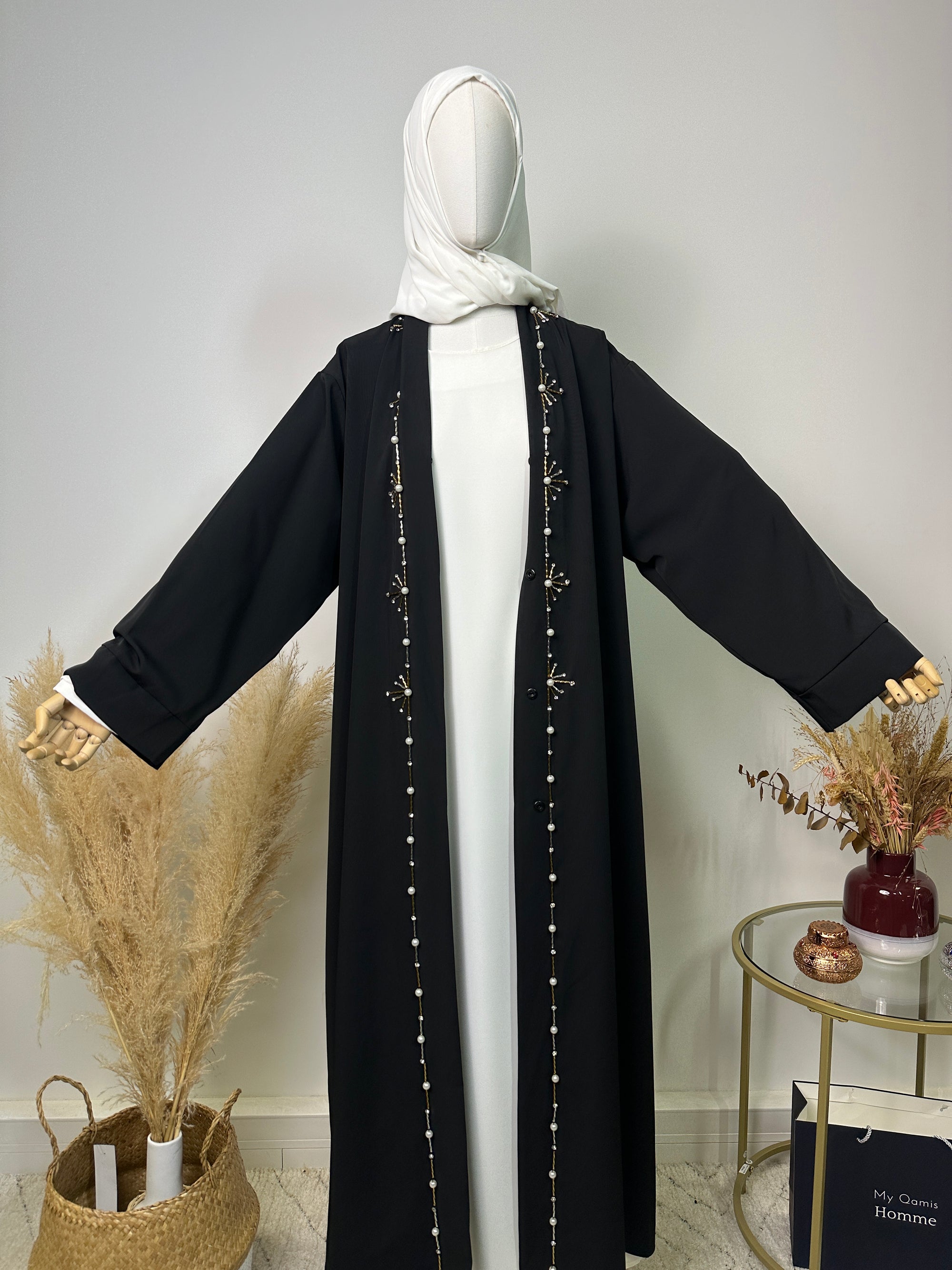 Abaya Kimono Fatima - Luxury Collection - Abaya haut de gamme - Noir