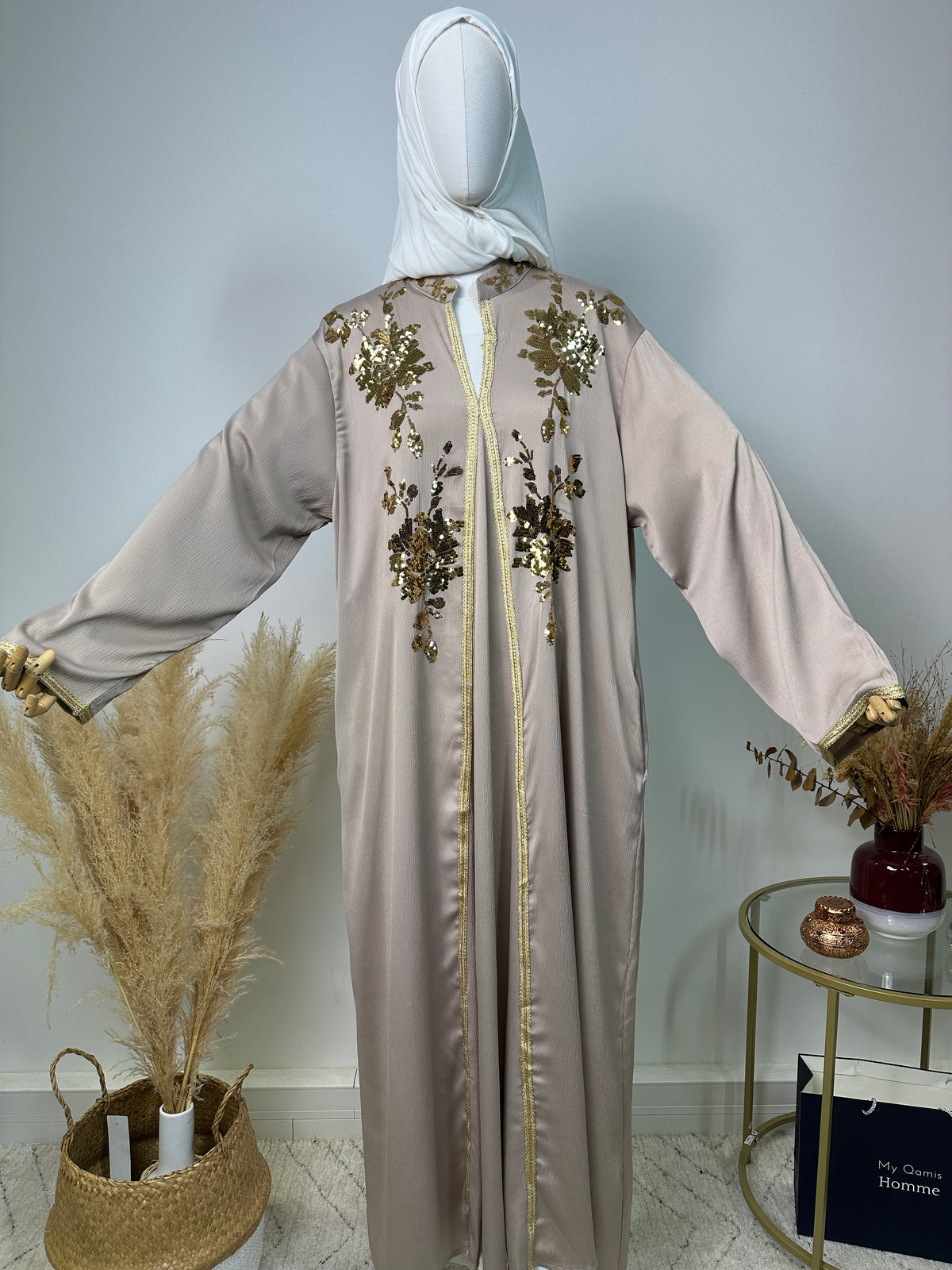 Abaya Halima - Luxury Collection - Abaya haut de gamme - Beige