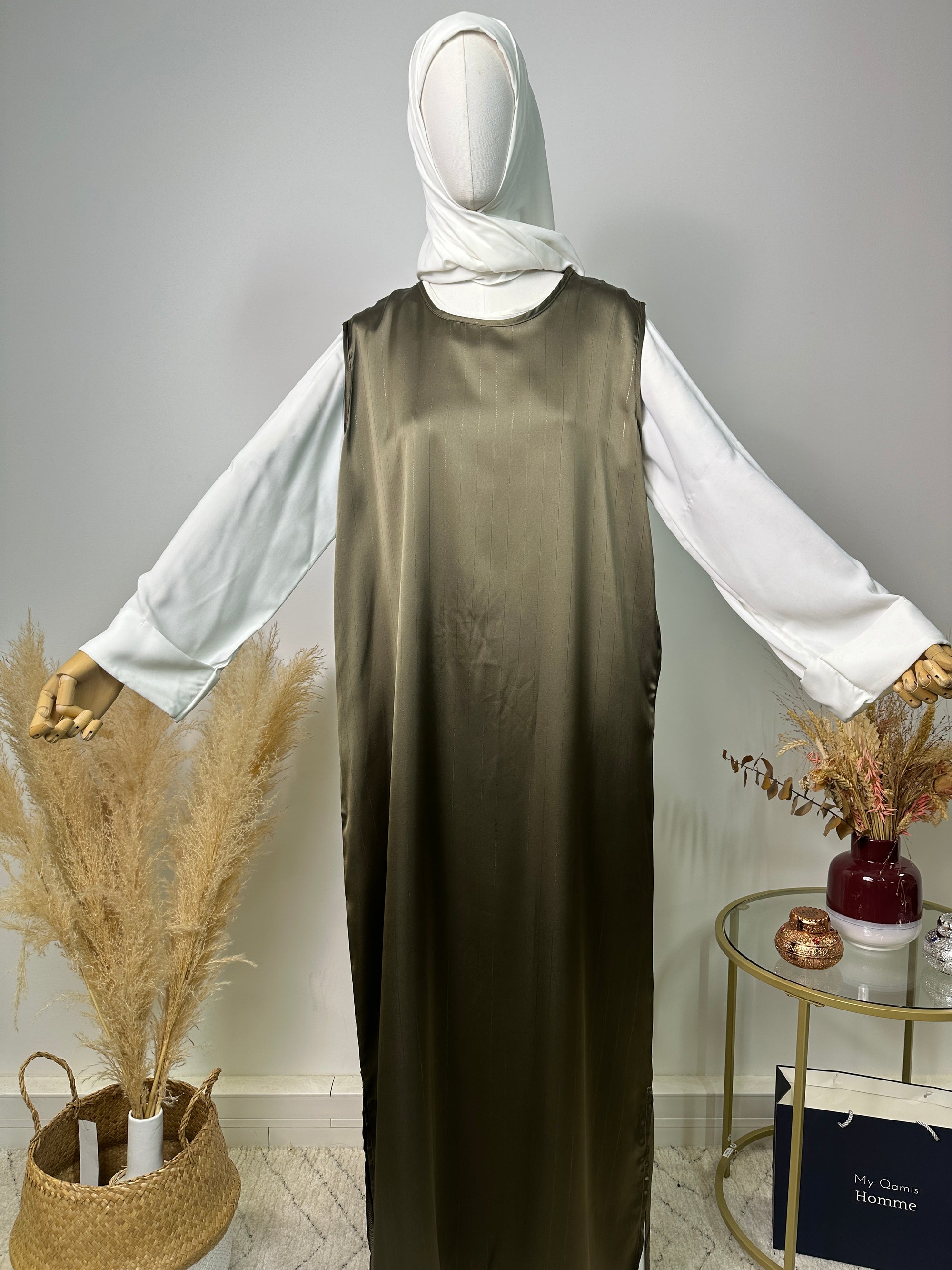 Ensemble Abaya Dina - Luxury Collection - Abaya haut de gamme - Kaki