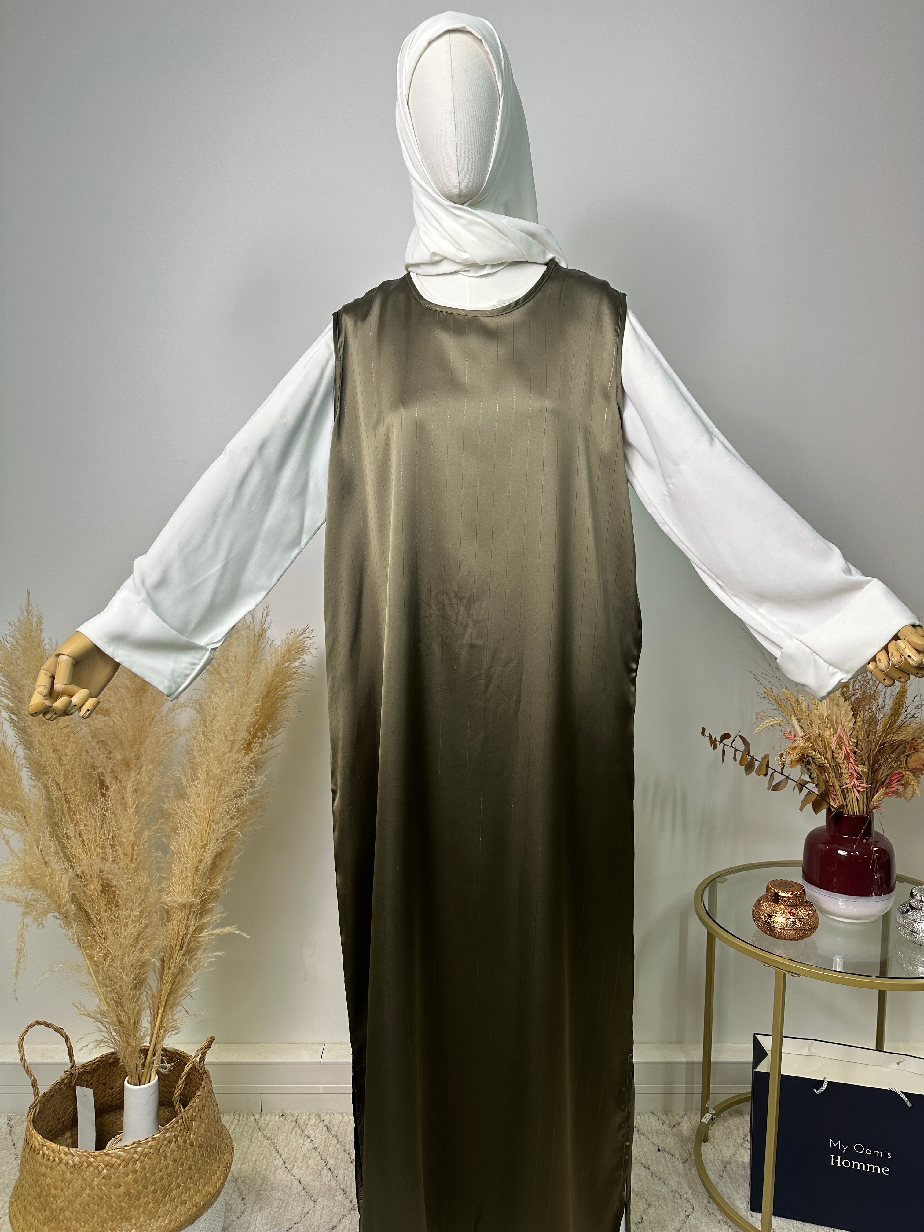 Ensemble Abaya Dina - Luxury Collection - Abaya haut de gamme - Kaki