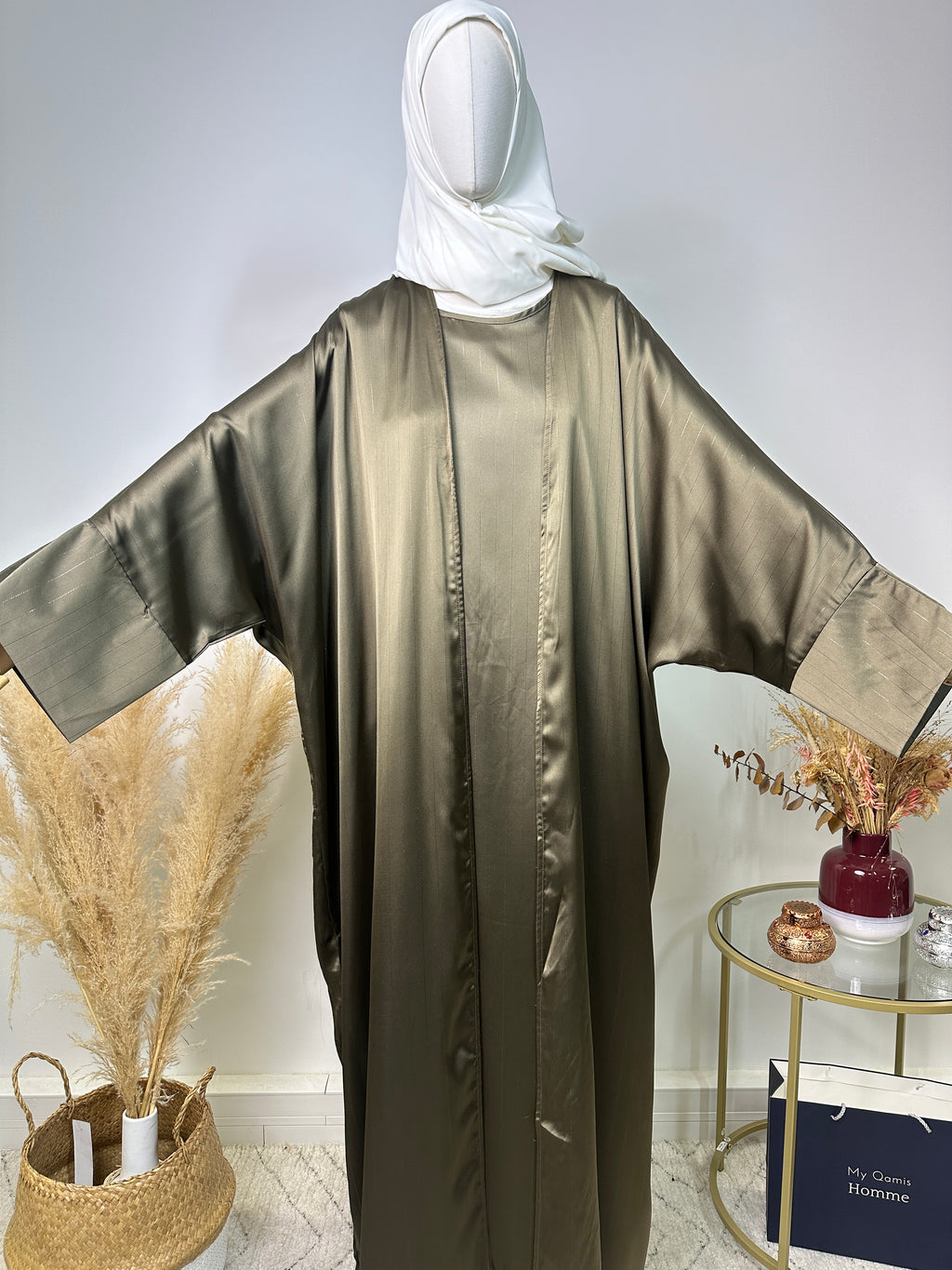 Ensemble Abaya Dina - Luxury Collection - Abaya haut de gamme - Kaki