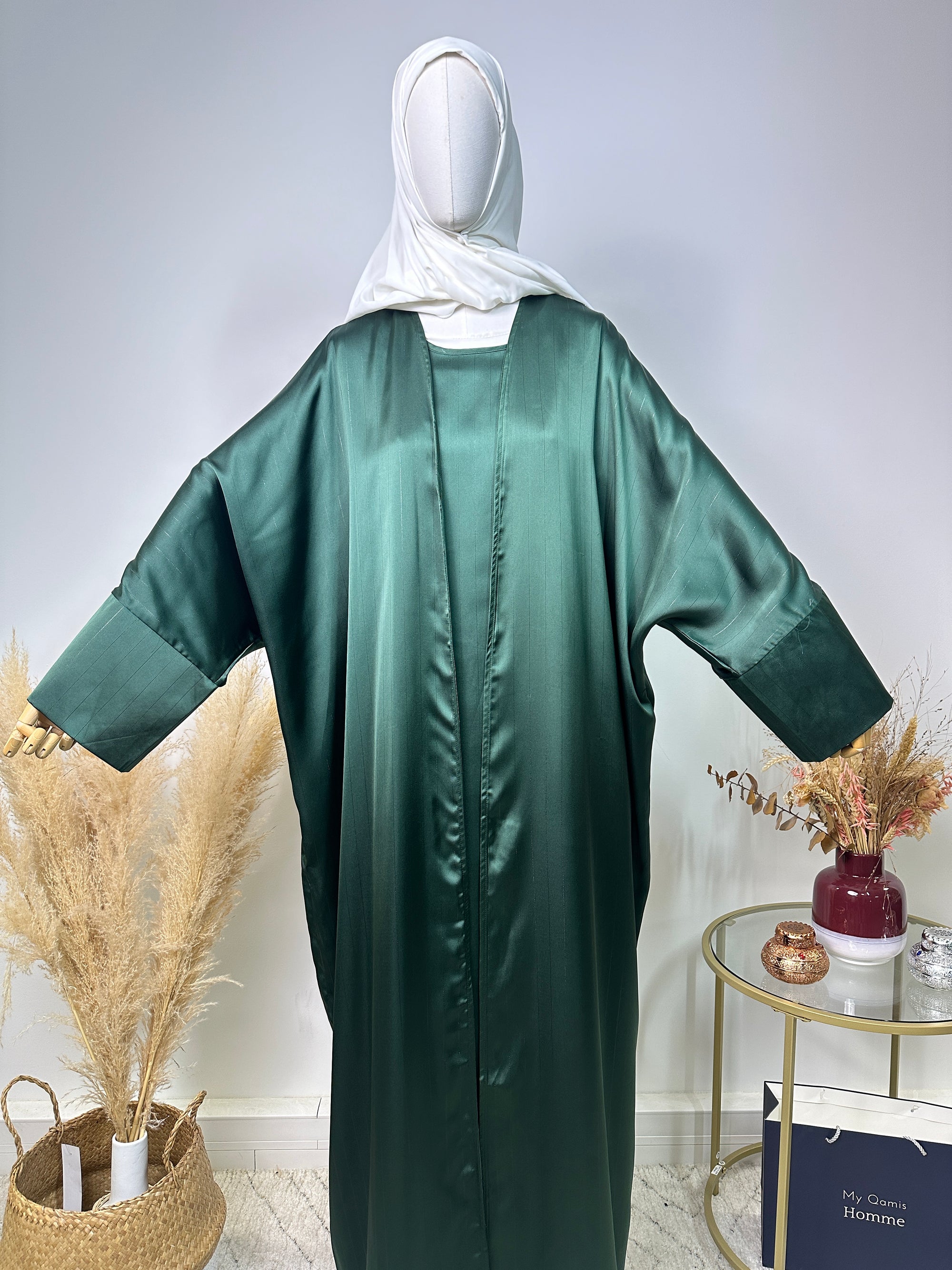 Ensemble Abaya Dina - Luxury Collection - Abaya haut de gamme - Vert Sapin