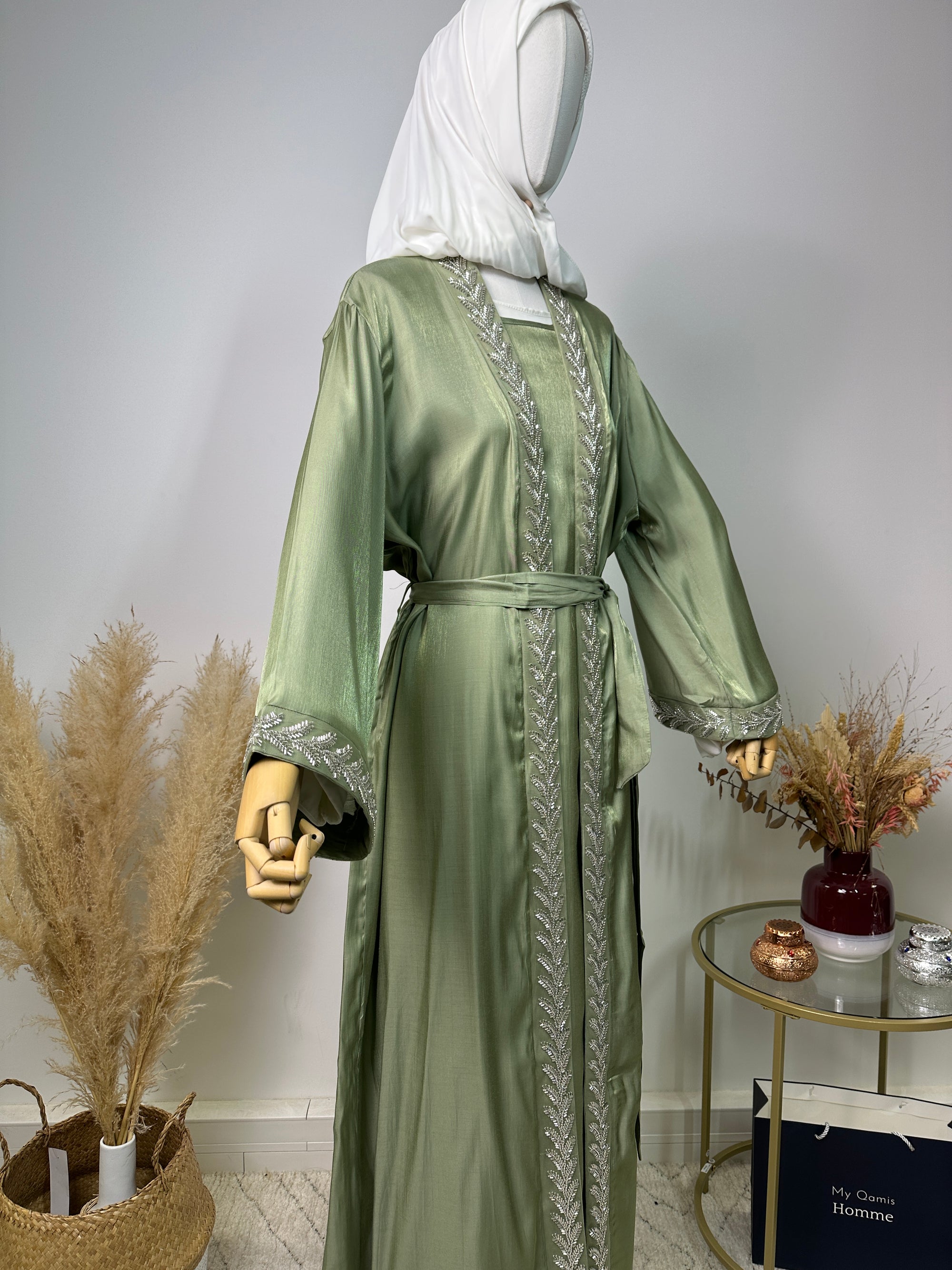 Ensemble Abaya Samara - Luxury Collection - Abaya haut de gamme - Olive Kaki