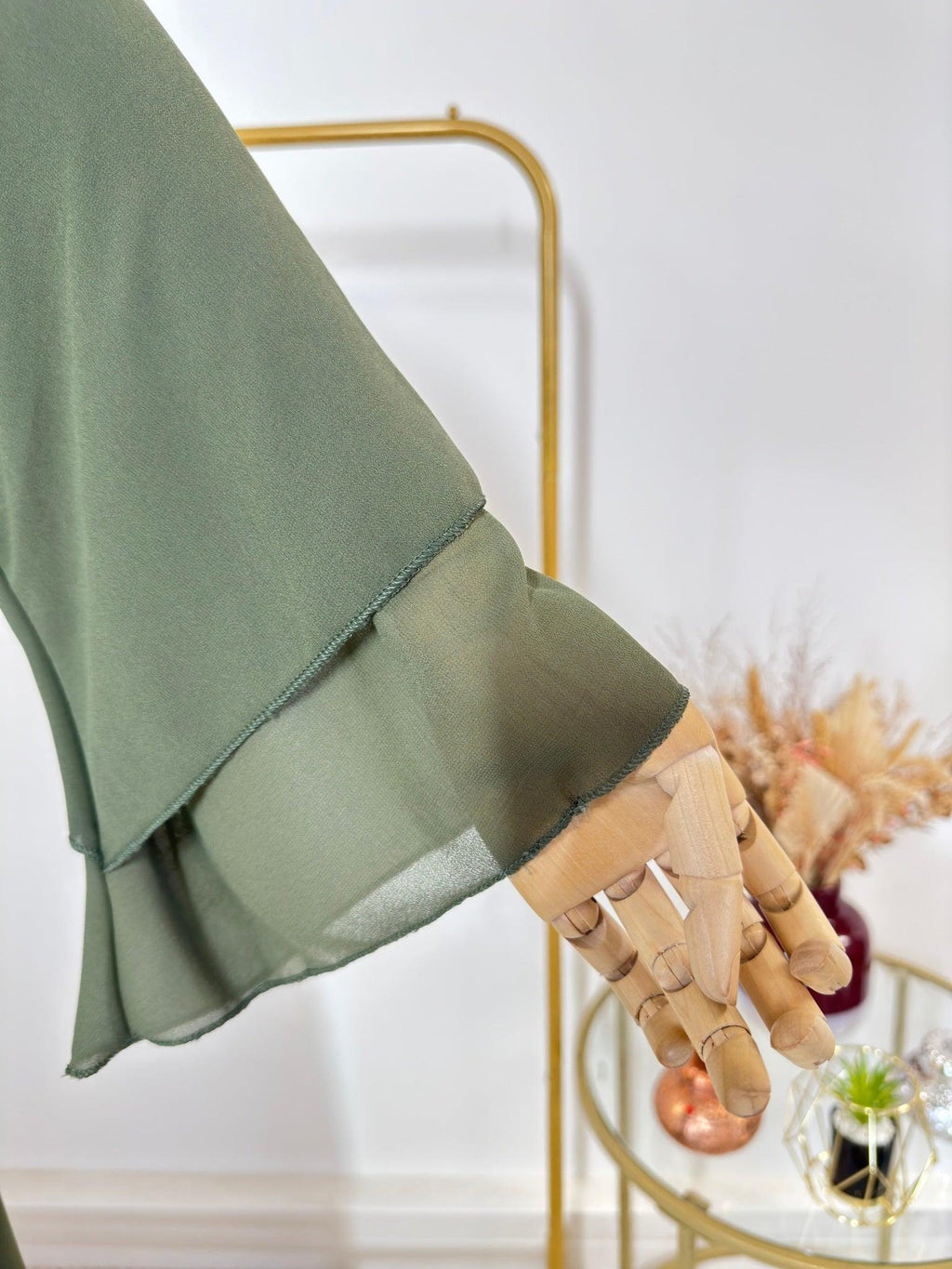 Abaya Kimono 1 pièce + Hijab Mousseline - Lyna - Kaki - My Qamis Homme