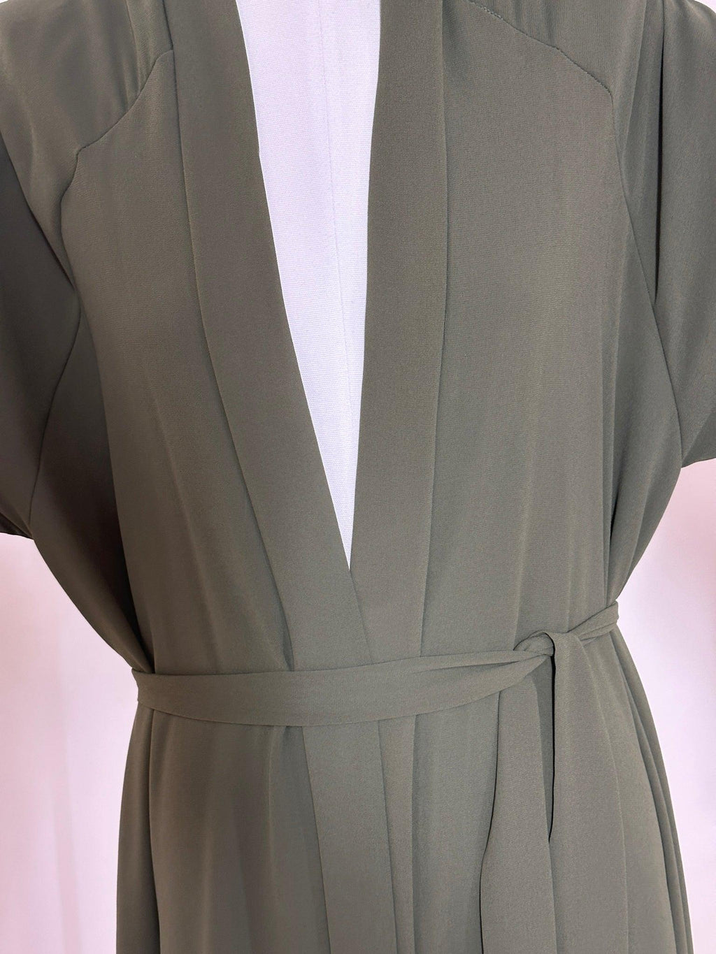 Abaya Kimono 1 pièce + Hijab Mousseline - Lyna - Kaki - My Qamis Homme