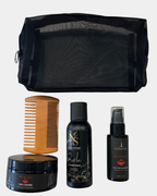 Kit soin barbe : Huile + Cire + Shampoing Barbe + Peigne + Trousse - Bois d'Or Rouge