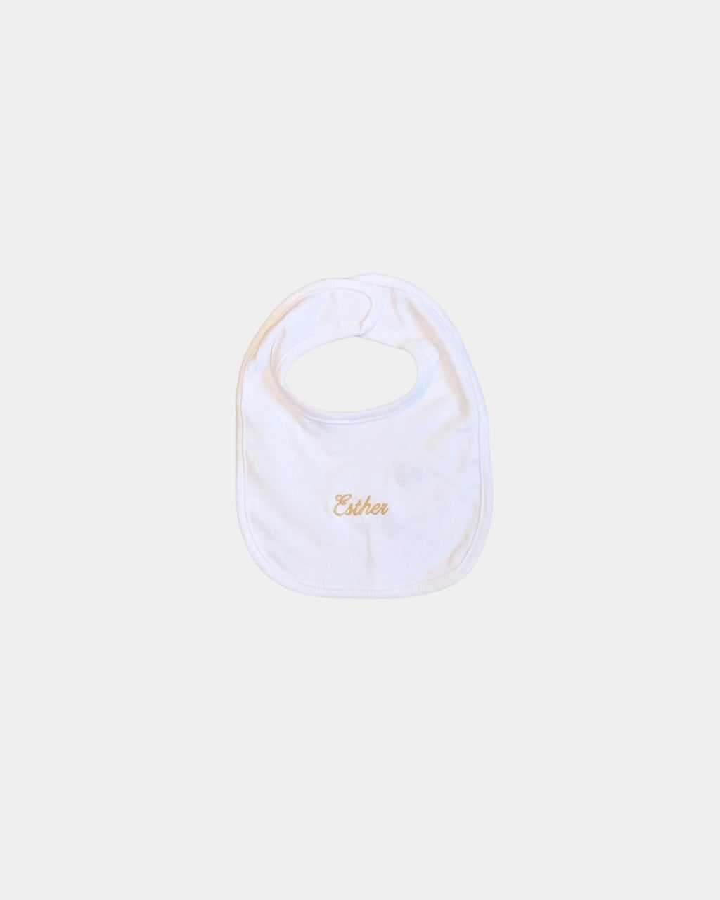 Bavoir bébé brodé prénom en fil doré, 100% coton, coffret naissance MQH