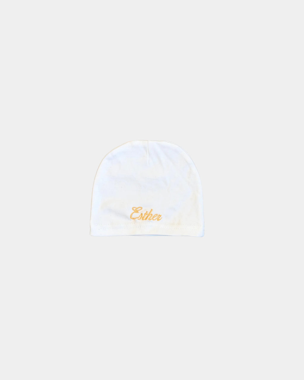 Bonnet bébé brodé prénom en fil doré, 100% coton, coffret naissance MQH