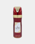 Déodorant parfumé Ameerat Al Arab Asdaaf 200 ml, aérosol rouge bordeaux à liseré et capot dorés