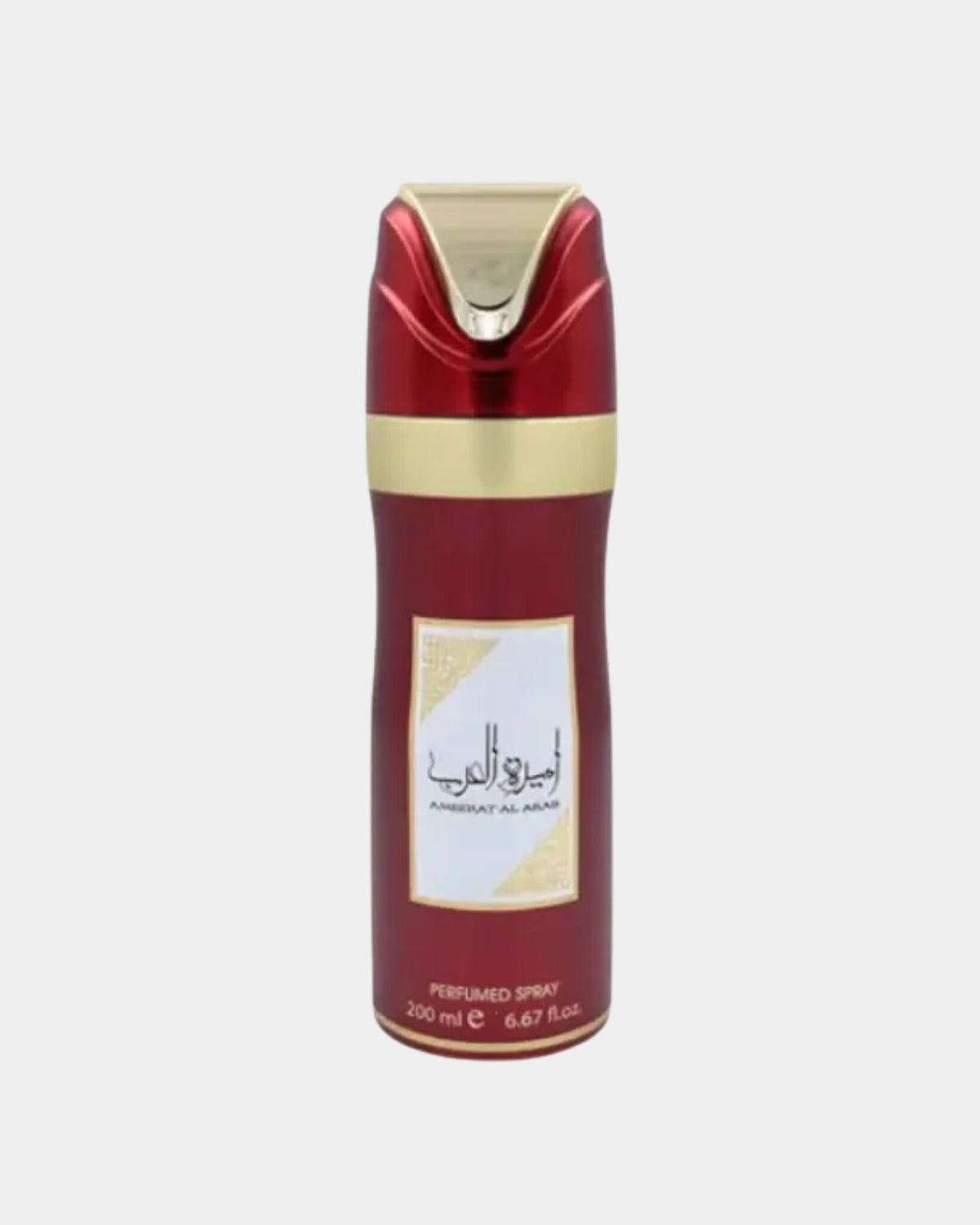 Déodorant parfumé Ameerat Al Arab Asdaaf 200 ml, aérosol rouge bordeaux à liseré et capot dorés