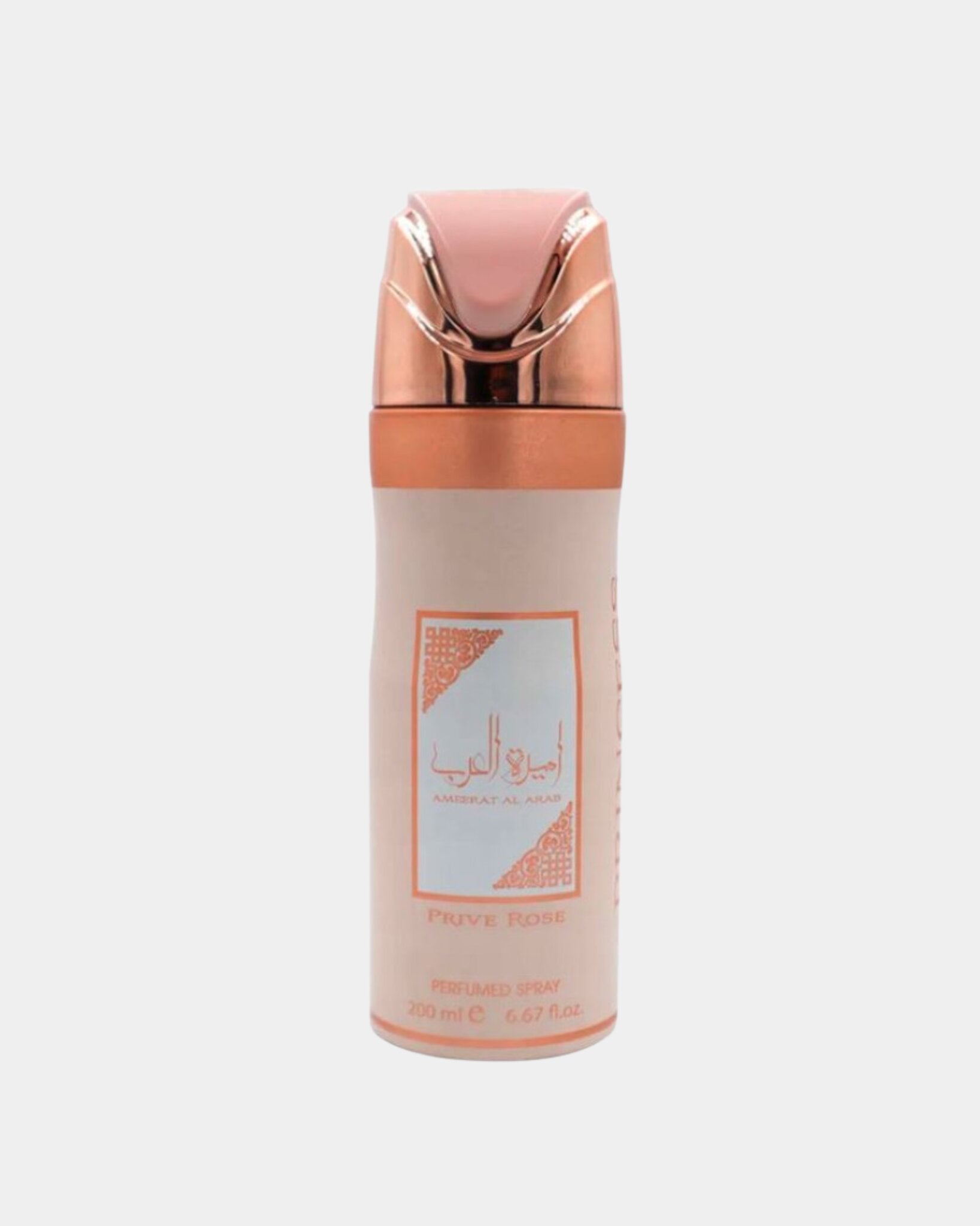 Déodorant parfumé Ameerat Al Arab Privé Rose Asdaaf 200 ml, aérosol rose poudré à finitions or rose