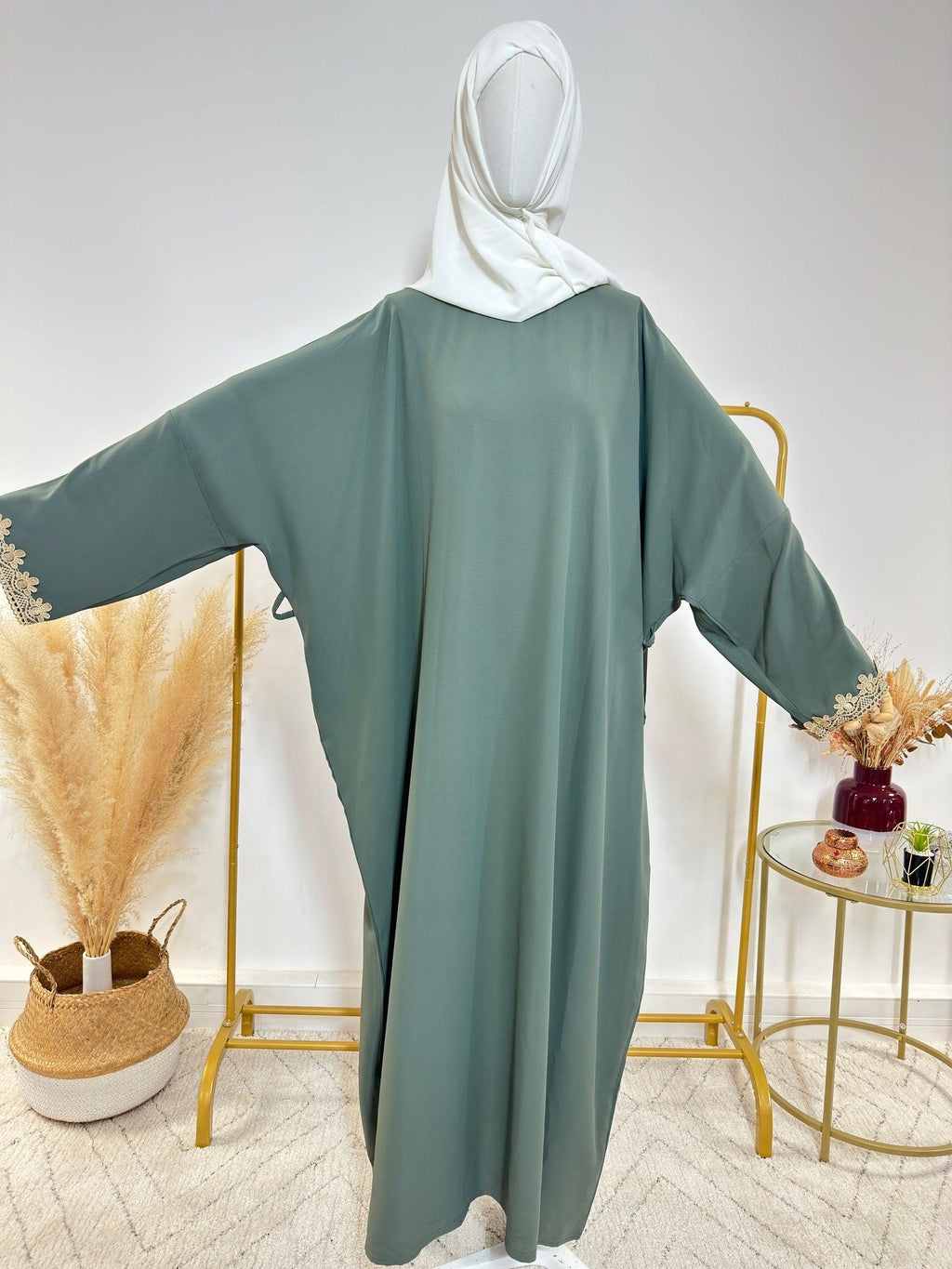 Ensemble Abaya Kimono 2 pièces - Naila - Vert Kaki - My Qamis Homme
