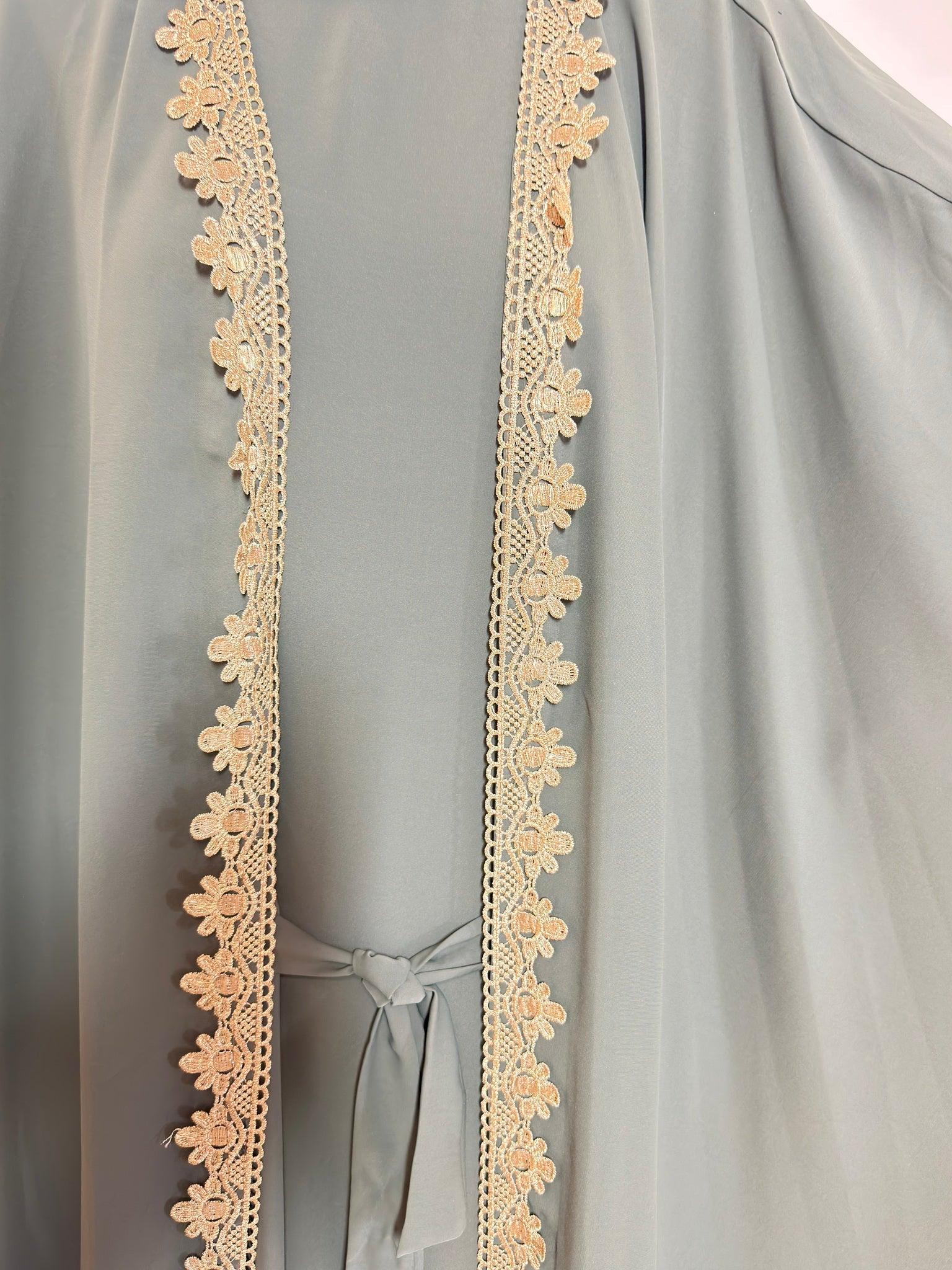 Ensemble Abaya Kimono 2 pièces - Naila - Vert Kaki - My Qamis Homme