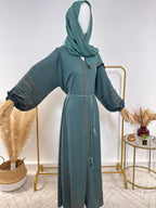 Ensemble Abaya Rania avec Hijab - Vert d'Eau - Made in UAE - My Qamis Homme