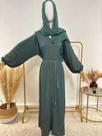 Ensemble Abaya Rania avec Hijab - Vert d'Eau - Made in UAE - My Qamis Homme