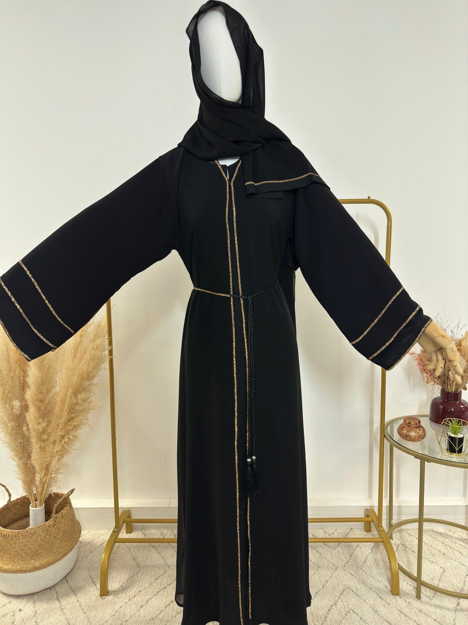 Ensemble Abaya Zahra avec Hijab - Noir - Made in UAE - My Qamis Homme