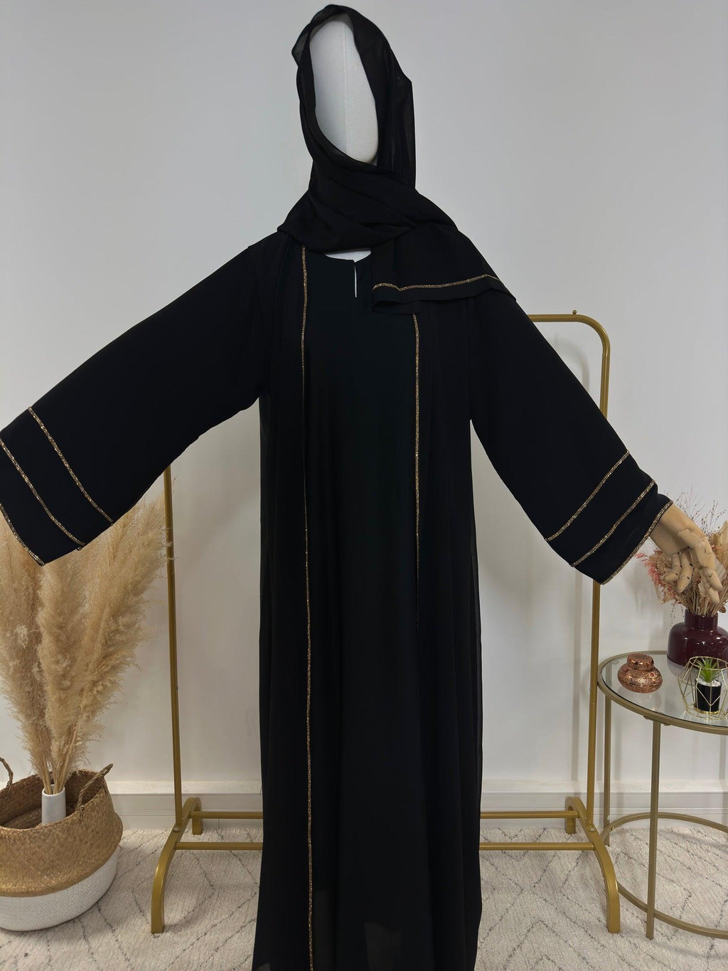 Ensemble Abaya Zahra avec Hijab - Noir - Made in UAE - My Qamis Homme