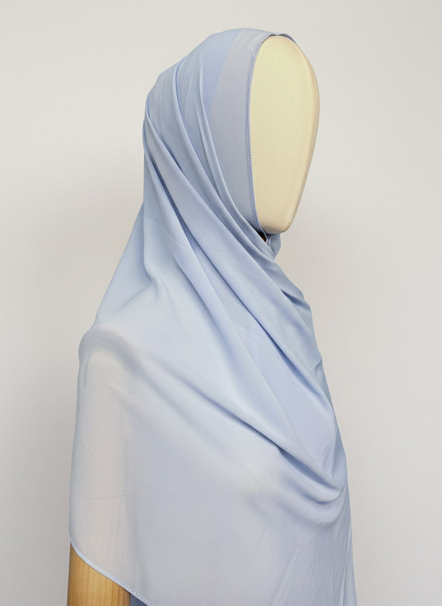 Hijab à aimants intégrés en Mousseline - Bleu ciel