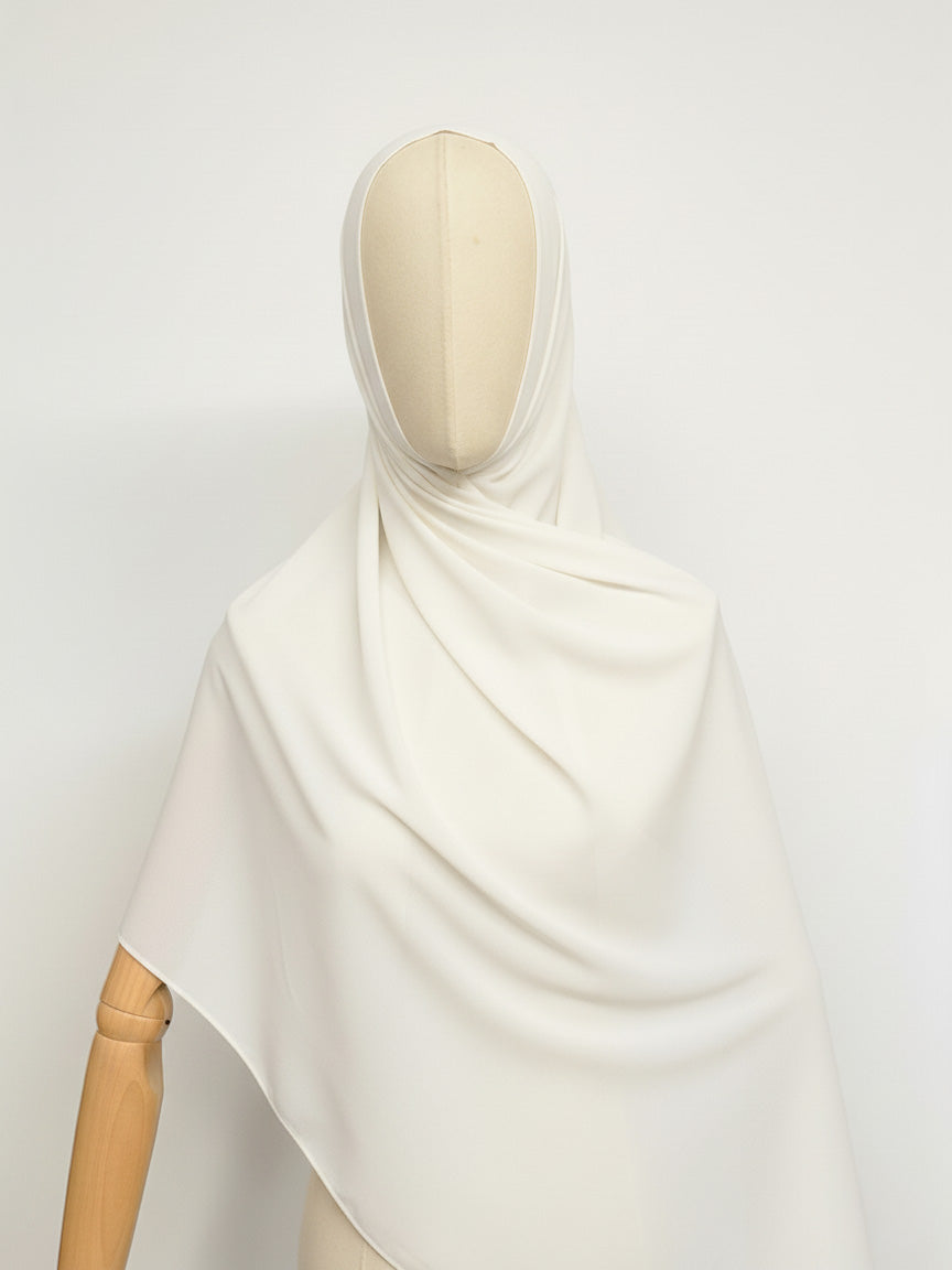 Hijab à aimants intégrés en Mousseline - Blanc