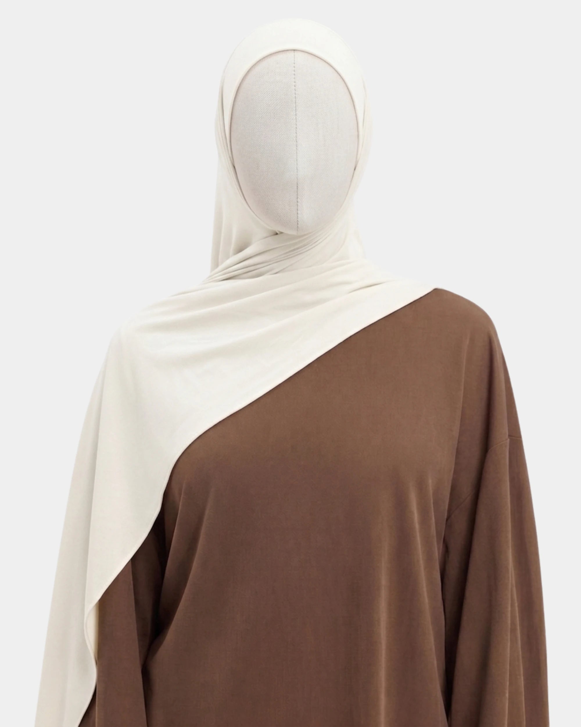 Hijab mousseline aimants intégrés blanc Rawdaya, bonnet tube cousu, fini sans épingle, tissu léger et respirant
