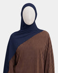 Hijab mousseline aimants intégrés bleu marine Rawdaya, bonnet tube cousu, fini sans épingle, tissu léger et respirant