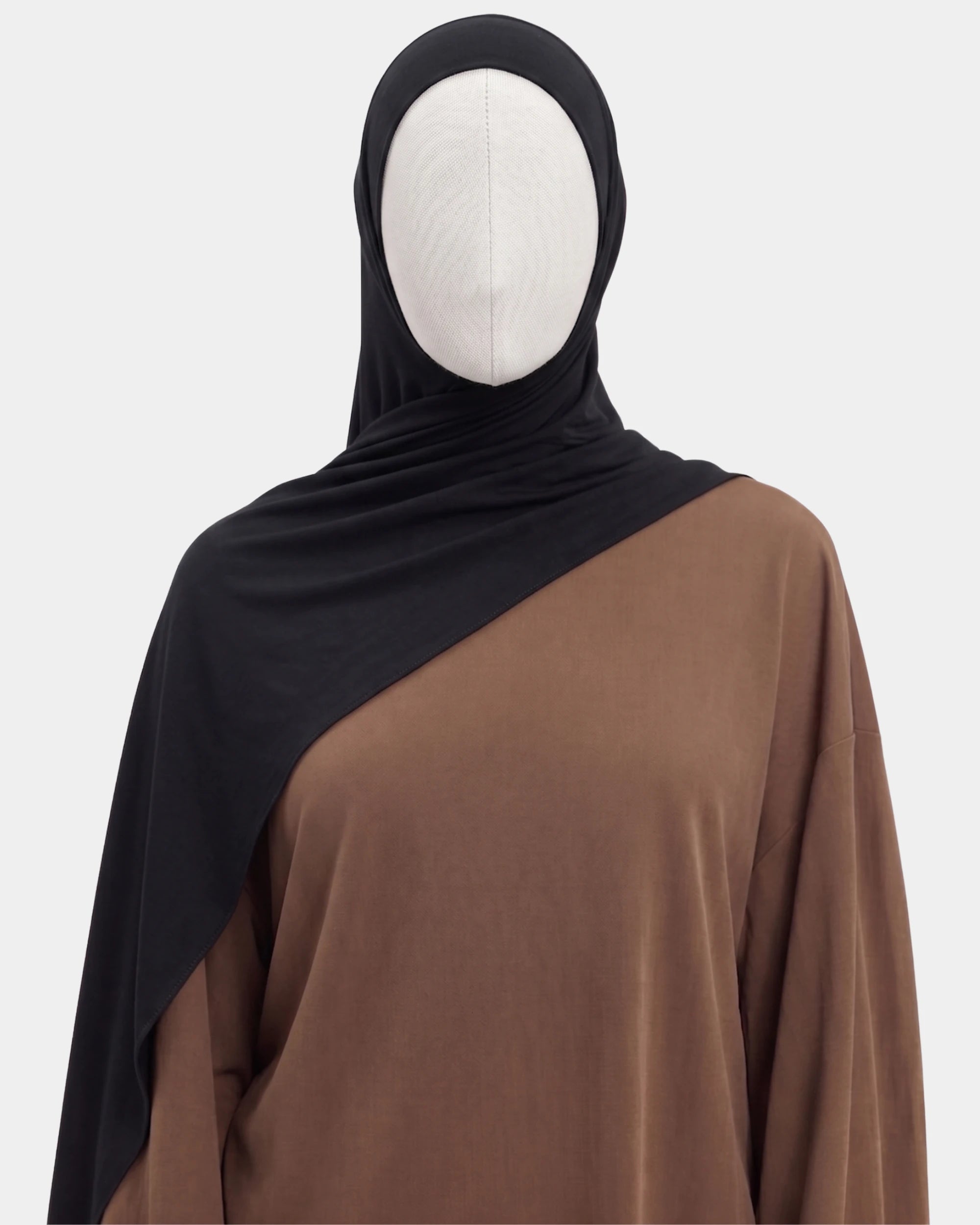 Hijab mousseline aimants intégrés noir Rawdaya, bonnet tube cousu, fini sans épingle, tissu léger et respirant