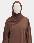 Hijab mousseline aimants intégrés taupe Rawdaya, bonnet tube cousu, fini sans épingle, tissu léger et respirant