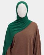 Hijab mousseline aimants intégrés vert forêt Rawdaya, bonnet tube cousu, fini sans épingle, tissu léger et respirant