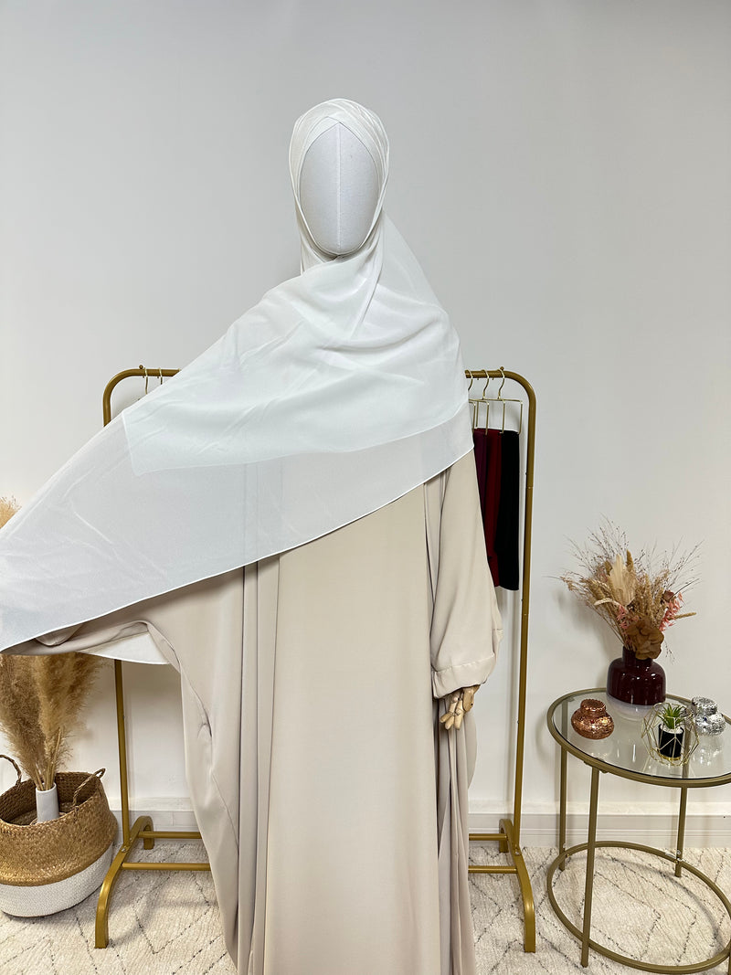 Hijab Mousseline - Hijab à enfiler avec bonnet en mousseline intégré - Blanc - My Qamis Homme