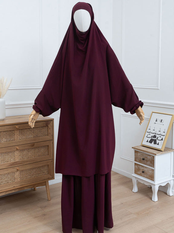 Zweiteiliger Jilbab – Burgunderrot – Petite-Größe