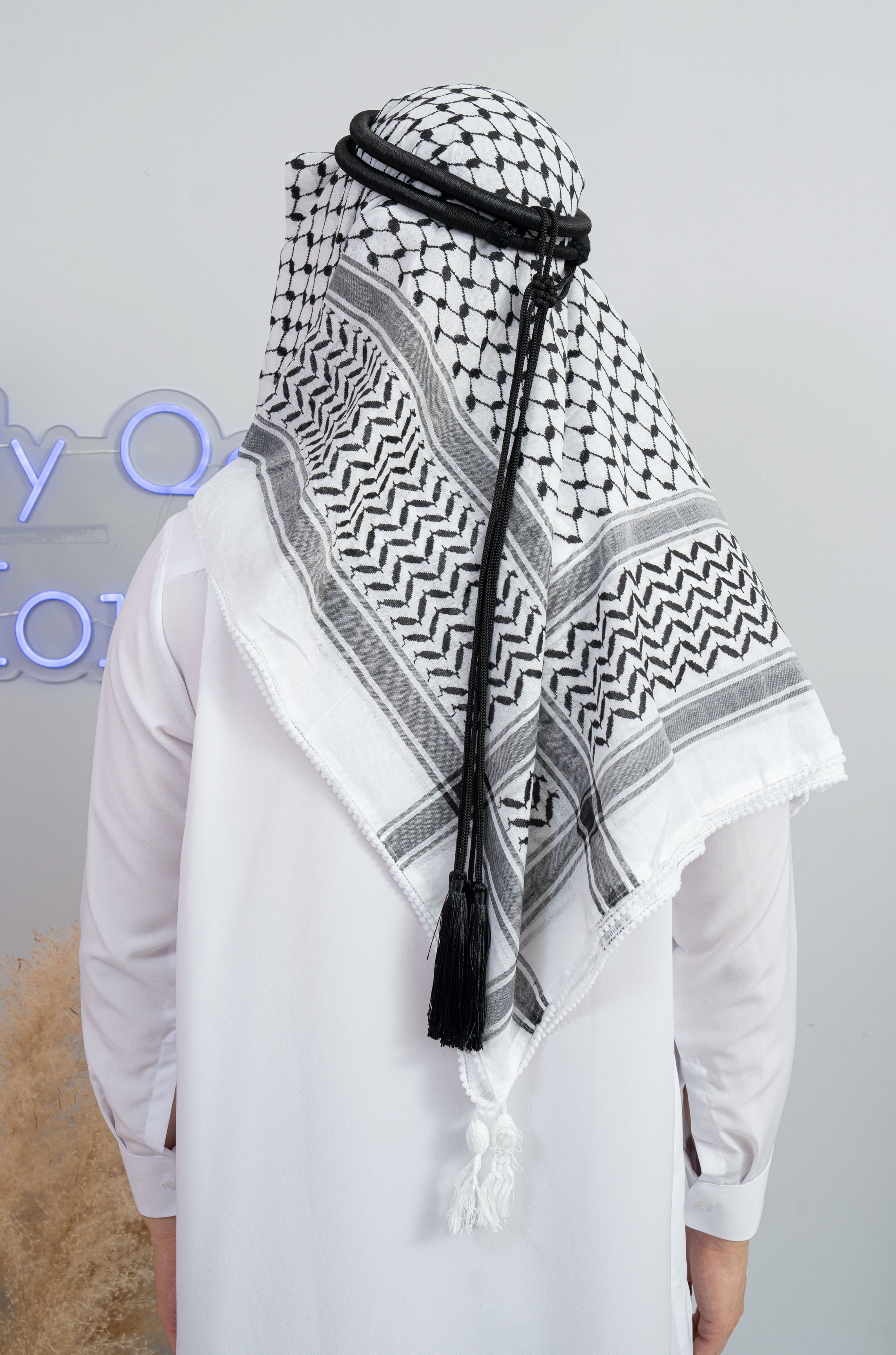 Keffieh Palestinien avec pompom