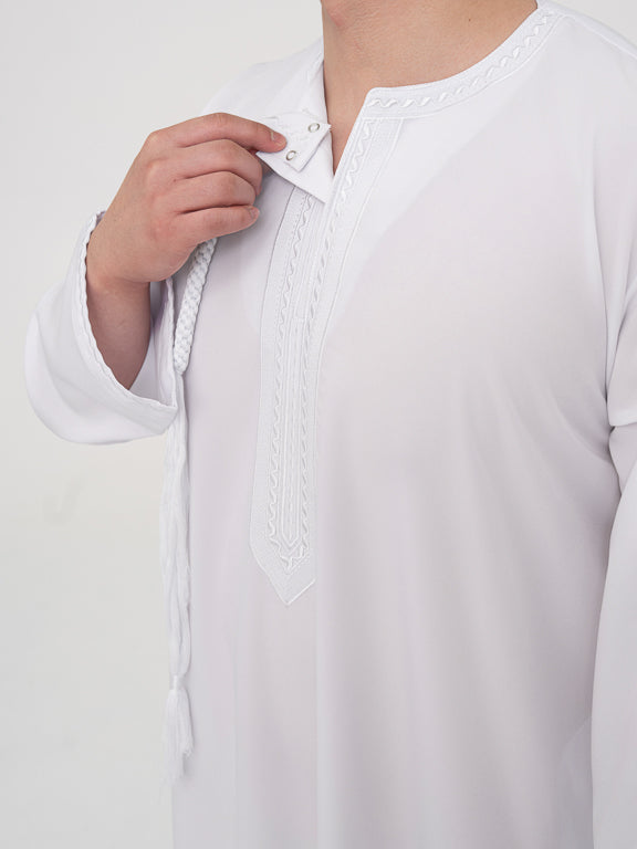 White Emirati Thobe Premium - Al Emad