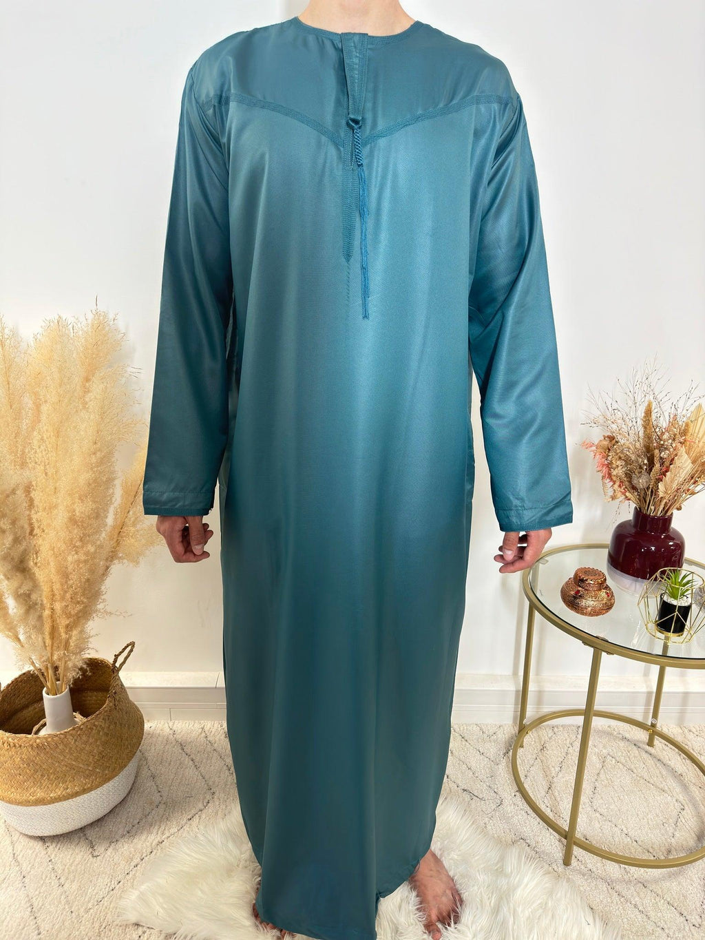 Qamis Emirati - Bleu/Vert - Qamis Dubai - My Qamis Homme