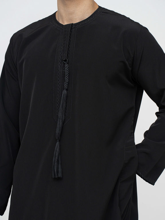 Qamis Emirati noir Premium - Al Emad