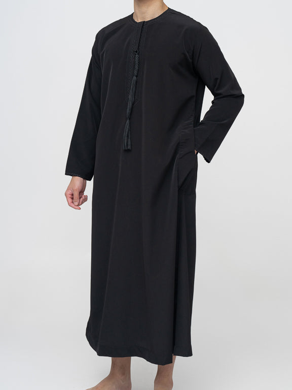 Qamis Emirati noir Premium - Al Emad