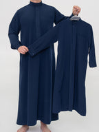 qamis assorti père et fils bleu marine saoudien avec qamis enfant
