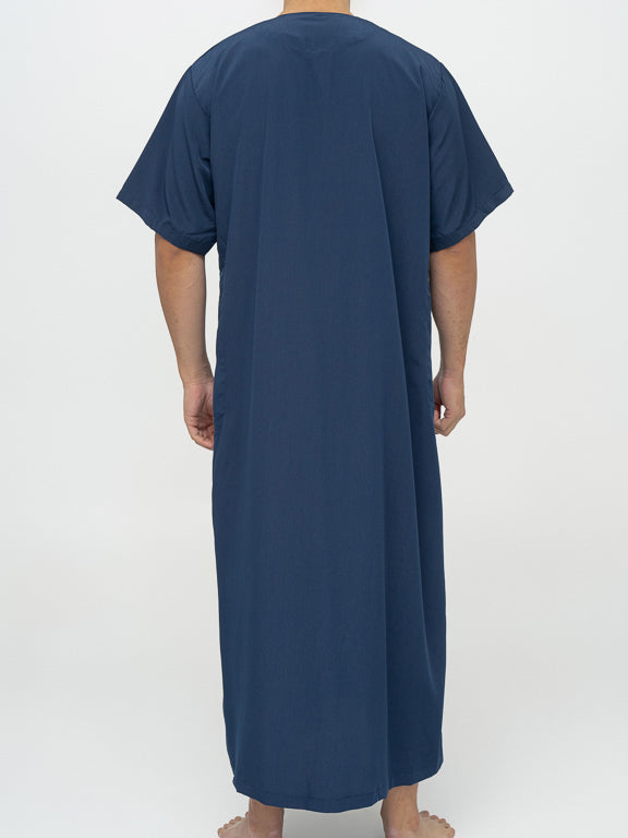 Qamis Marocain Manches Courtes bleu marine Premium - Al Emad